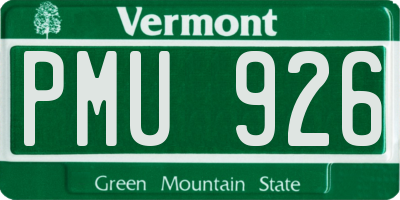VT license plate PMU926