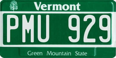 VT license plate PMU929