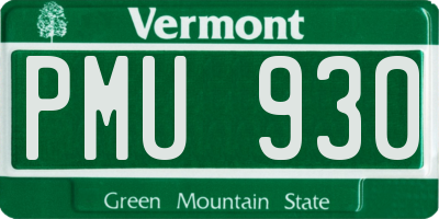 VT license plate PMU930