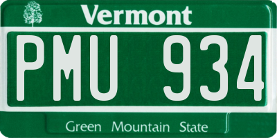 VT license plate PMU934