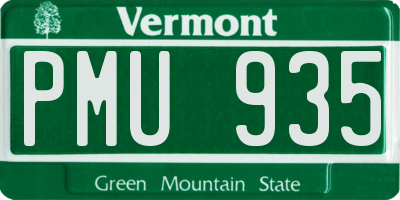 VT license plate PMU935