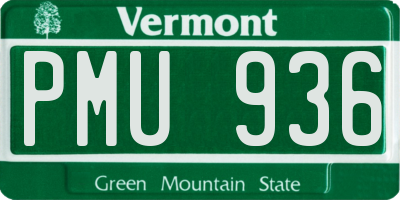 VT license plate PMU936