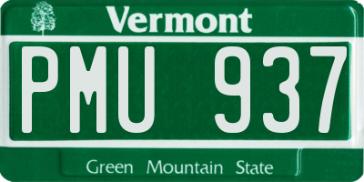 VT license plate PMU937