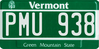 VT license plate PMU938