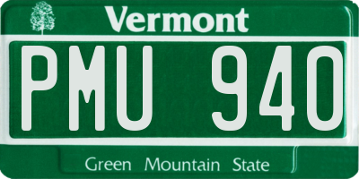 VT license plate PMU940