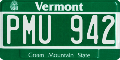 VT license plate PMU942
