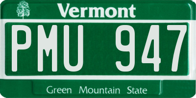 VT license plate PMU947