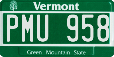 VT license plate PMU958