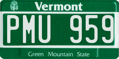 VT license plate PMU959