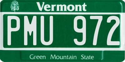 VT license plate PMU972