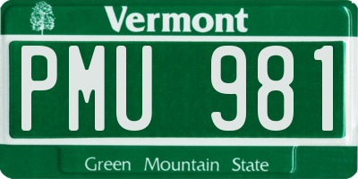 VT license plate PMU981