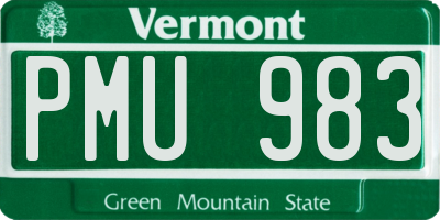 VT license plate PMU983