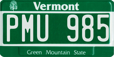 VT license plate PMU985