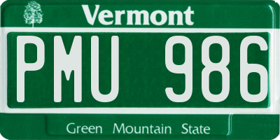 VT license plate PMU986