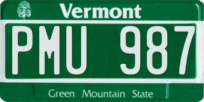 VT license plate PMU987