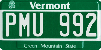 VT license plate PMU992
