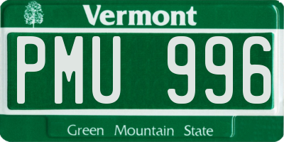 VT license plate PMU996