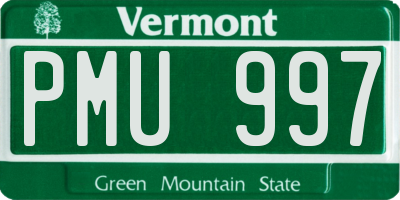 VT license plate PMU997