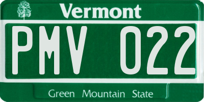 VT license plate PMV022