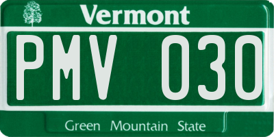 VT license plate PMV030