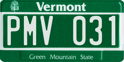 VT license plate PMV031