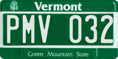 VT license plate PMV032