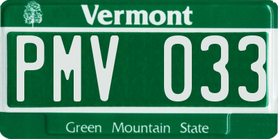 VT license plate PMV033