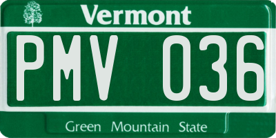 VT license plate PMV036
