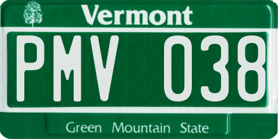 VT license plate PMV038