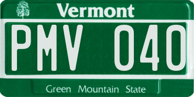 VT license plate PMV040