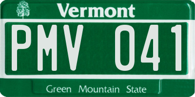 VT license plate PMV041