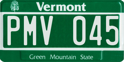 VT license plate PMV045