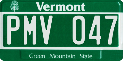 VT license plate PMV047