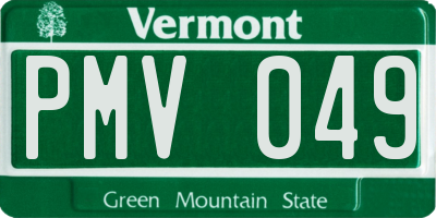 VT license plate PMV049