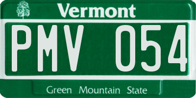 VT license plate PMV054