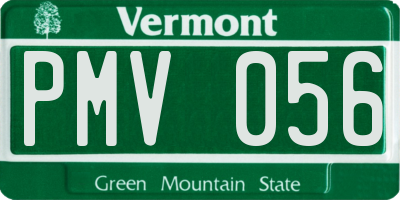 VT license plate PMV056