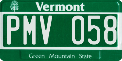 VT license plate PMV058
