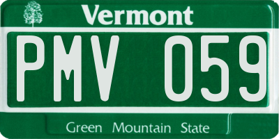 VT license plate PMV059