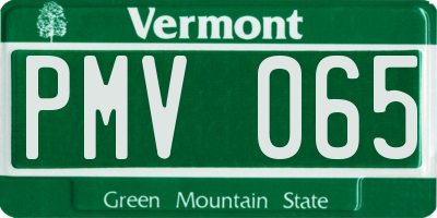 VT license plate PMV065