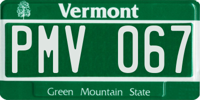 VT license plate PMV067