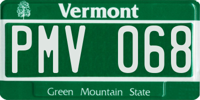 VT license plate PMV068