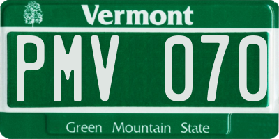 VT license plate PMV070