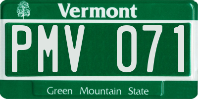 VT license plate PMV071