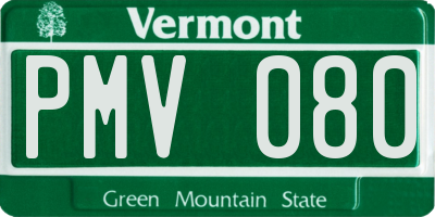 VT license plate PMV080