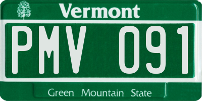 VT license plate PMV091