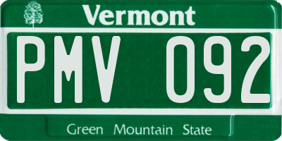 VT license plate PMV092