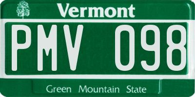 VT license plate PMV098