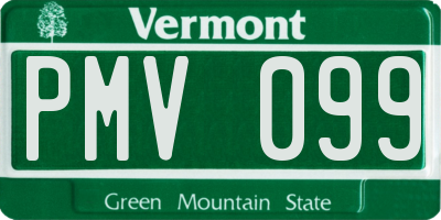 VT license plate PMV099