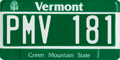 VT license plate PMV181