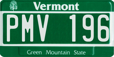 VT license plate PMV196
